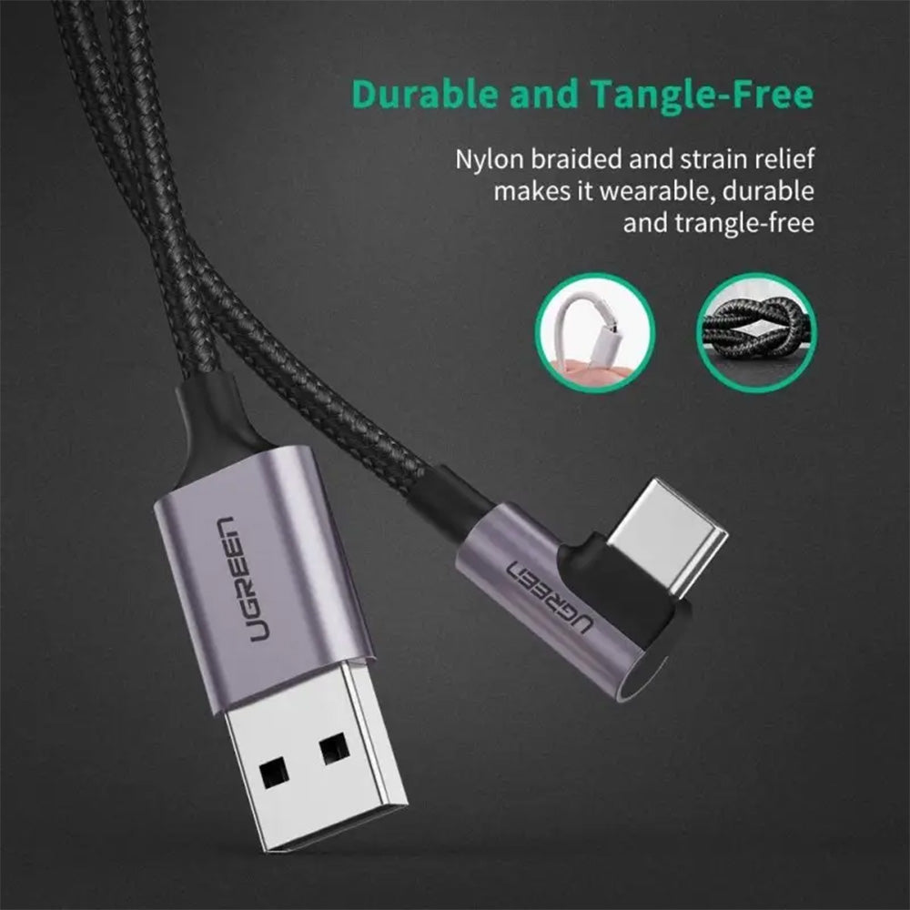 UGREEN USB-A To USB-C Angled 5V/3A Fast Cable - 2m