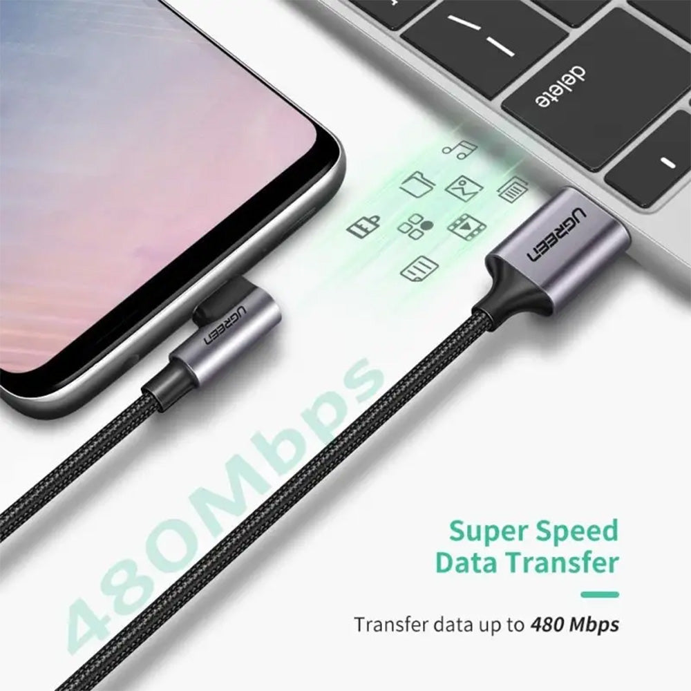 UGREEN USB-A To USB-C Angled 5V/3A Fast Cable - 2m