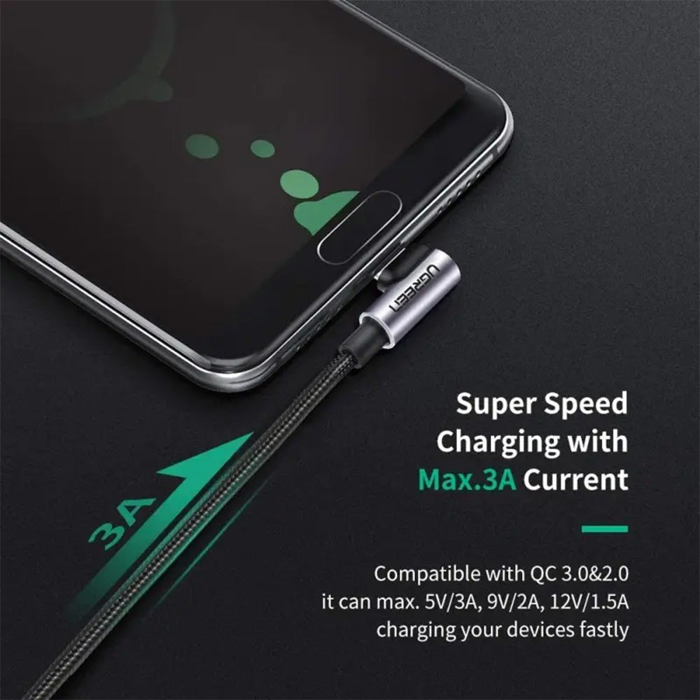 UGREEN USB-A To USB-C Angled 5V/3A Fast Cable - 2m