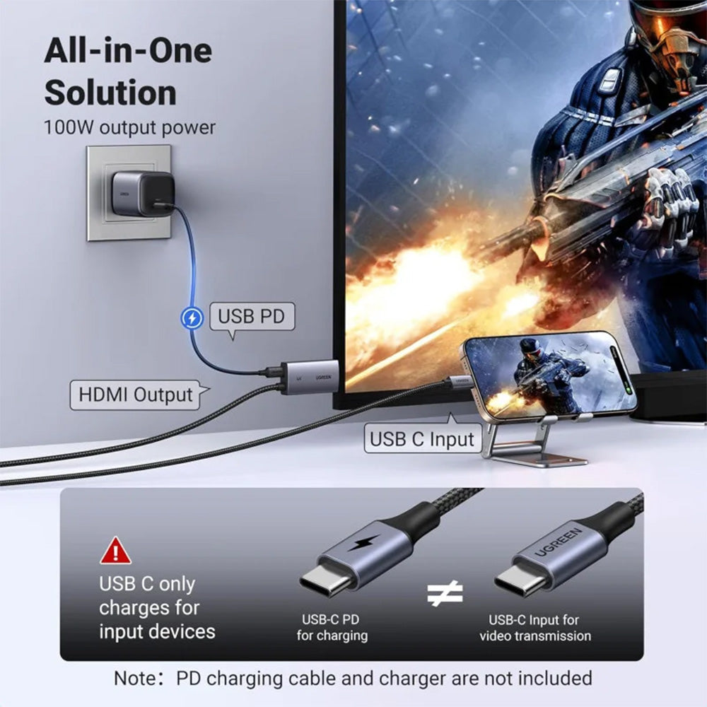 UGREEN 4K @ 60Hz 2in1Display + Charging USB-C to HDMI Cable