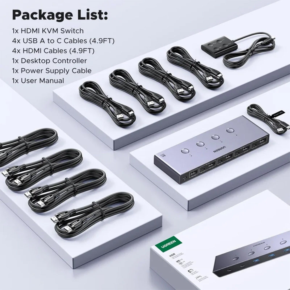 UGREEN 8K 4Ports HDMI KVM Switch Box