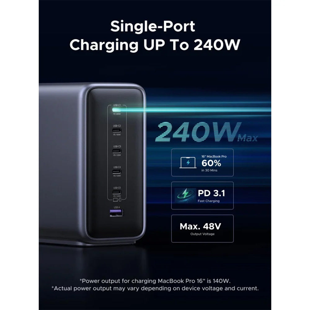 UGREEN Nexode 500W GaN Technology Charging Station, 6‑Ports with 240W Single‑Port