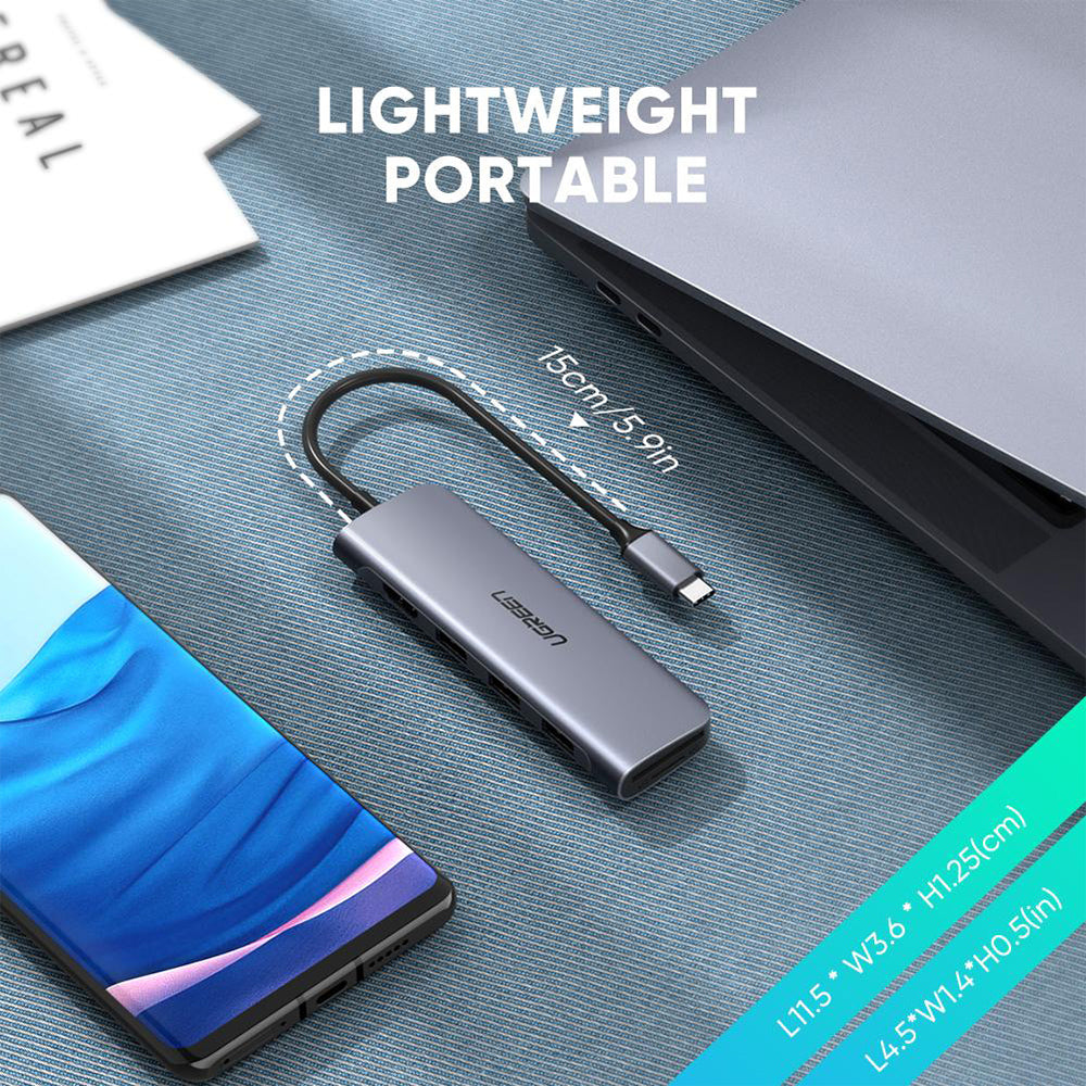 UGREEN 6-in-1 USB-C HUB (4K HDMI + 3 USB-A + SD + TF)