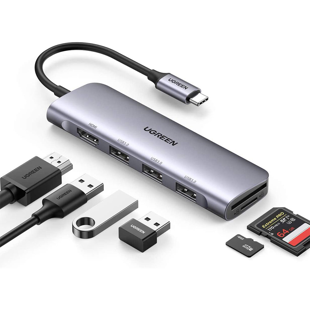 UGREEN 6-in-1 USB-C HUB (4K HDMI + 3 USB-A + SD + TF)