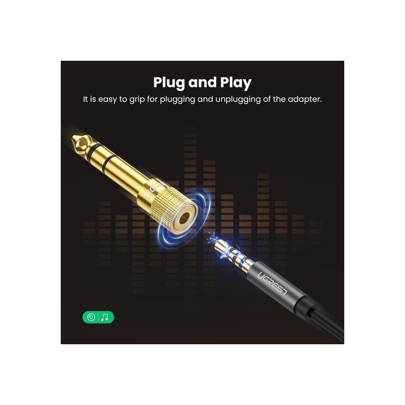 UGREEN 6.35mm Male To 3.5mm Female Adapter, Gold Plated Connector - 2050