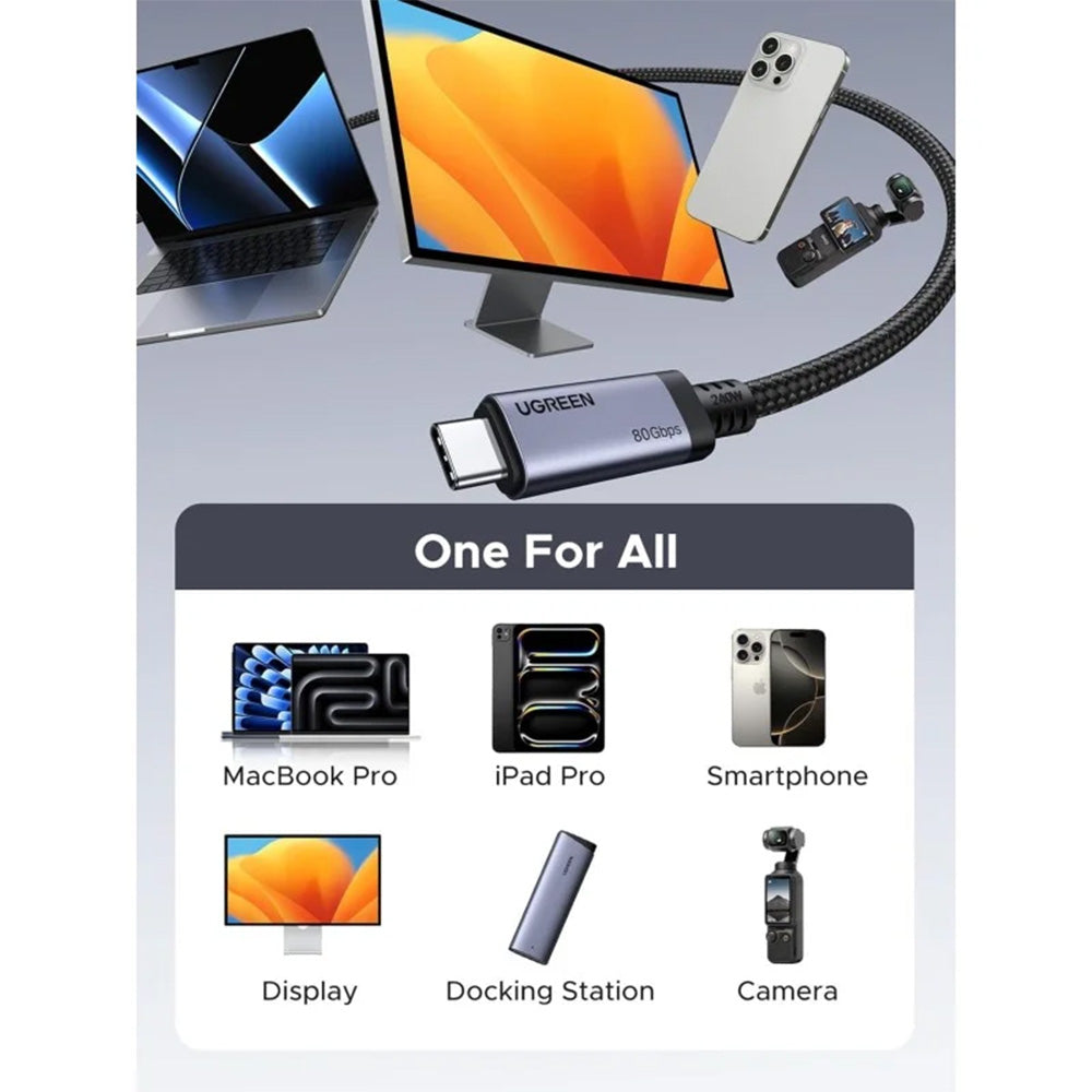 UGREEN Ultra High-Speed 240W Thunderbolt 4 USB-C Cable with 80Gbps Data Transfer