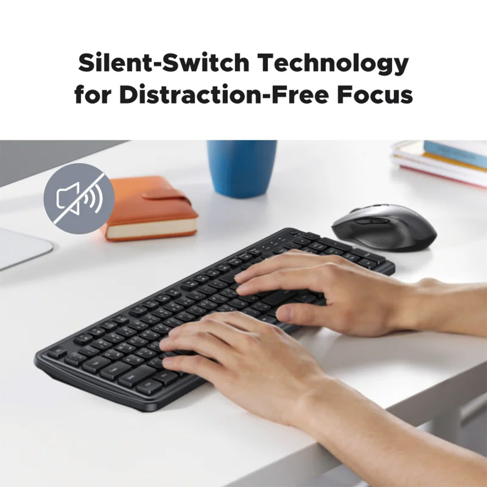 UGREEN Wireless Keyboard Ultra-Quiet, Ergonomic, and Spill-Resistant Efficiency Eng/Arabic