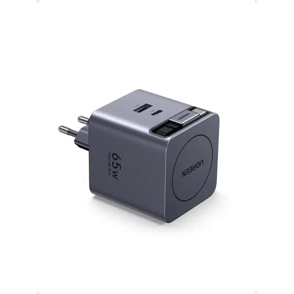 UGREEN 45W GaN USB‑C Charger 3‑Port Fast Adapter with Retractable USB‑C Cable