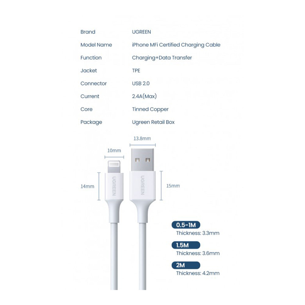 Ugreen USB-A Male To Lighting Male Cable 1M -80822