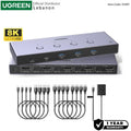 UGREEN 8K 4Ports HDMI KVM Switch Box, Control 4 PC’s Sharing Single Monitor & 3 USB-A 3.0 Port + 1 port USB-C DATA - AK701 5539