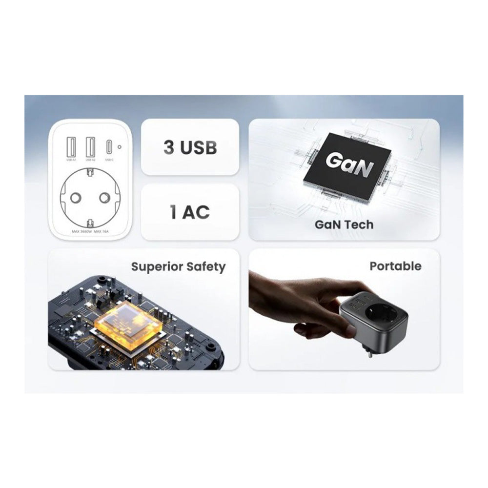 UGREEN 4-in-1 Wall Outlet Extender 30W