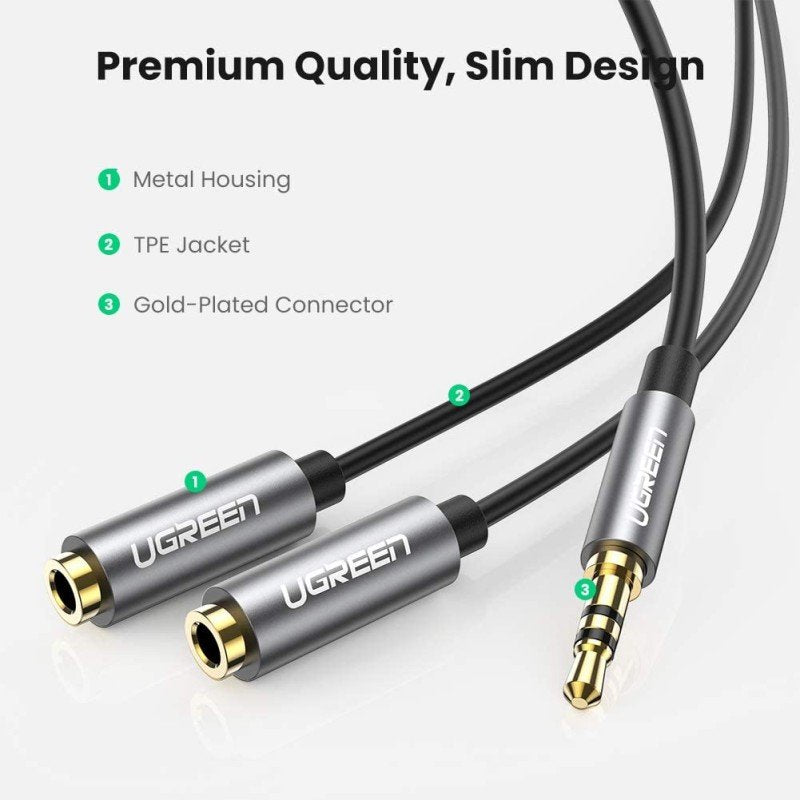 UGREEN Audio Cable Spliter 3.5mm male to 2 female 3.5mm Braid - AV123 1053