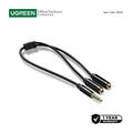 UGREEN Audio Cable Splitter 3.5mm male to 2 female 3.5mm Braid, Connects Audio + Mic at the Same Time - AV141 3062