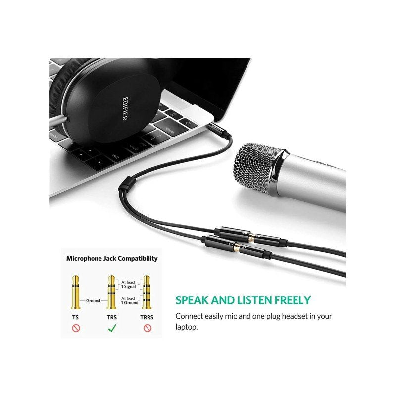 UGREEN Audio Cable Splitter 3.5mm male to 2 female 3.5mm Braid, Connects Audio + Mic at the Same Time - AV141 3062
