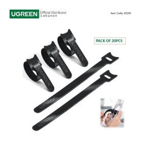 UGREEN Cable management Tie, easy to use, Durable & Flexible Design, Pack of 20Pcs - LP401 20245