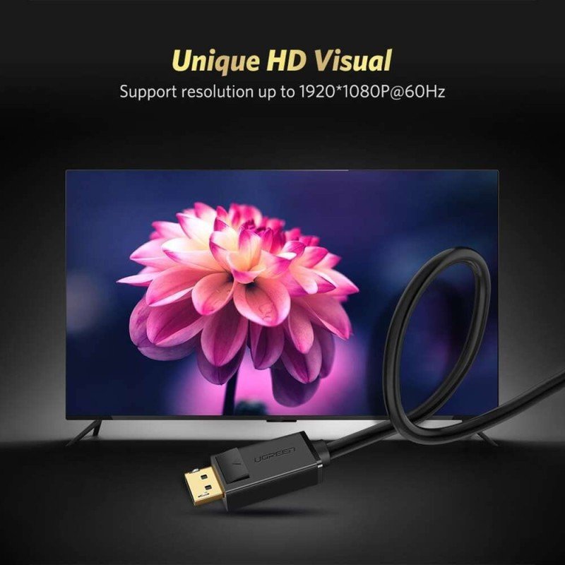 UGREEN DP Male to VGA Male Cable, 1.5m, Full HD, High-Quality Video Connection - DP105 1024