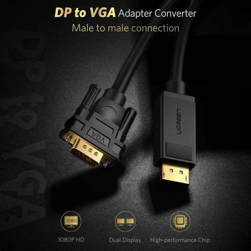 UGREEN DP Male to VGA Male Cable, 1.5m, Full HD, High-Quality Video Connection - DP105 1024