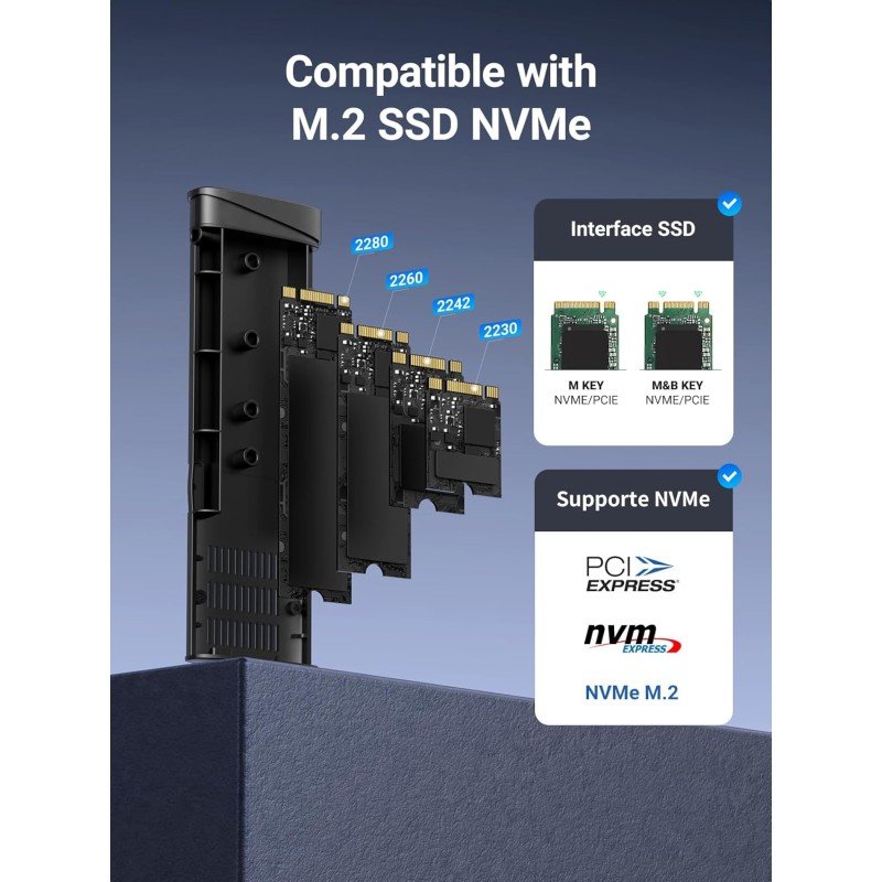 UGREEN M.2 NVMe SSD Enclosure – 10Gbps USB-C 3.1 Gen 2, Aluminum Case, Up to 2TB - CM767 3526