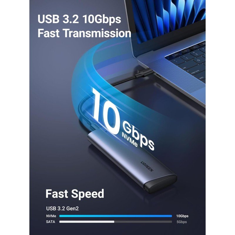 UGREEN M.2 NVMe SSD Enclosure – 10Gbps USB-C 3.1 Gen 2, Aluminum Case, Up to 2TB - CM767 3526