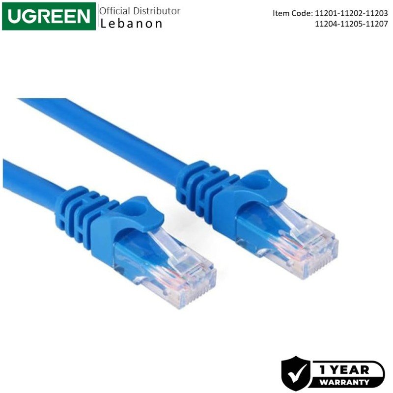 UGREEN RJ45 Cat6 Patch Cord Ethernet Cable Color Blue, Available in 1M, 2M, 3M, 5M, 10M, 15M - NW102 11201 11203 1120