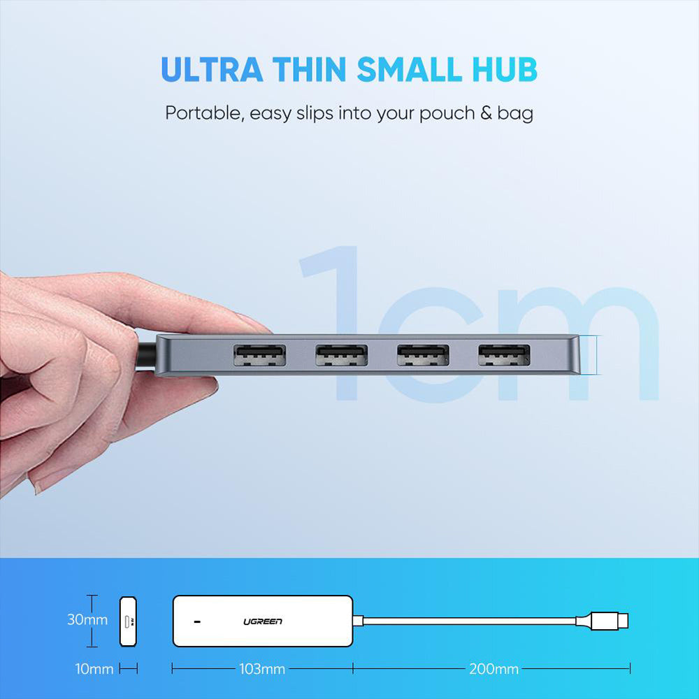 UGREEN 4-in-1 USB-C Hub (4x USB-A + MicroUSB power port)