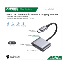 UGREEN 2-in-1 USB C to 3.5mm Headphone & USB-C Charging Port - CM231 60164