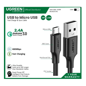Ugreen Cable Usb To Micro Usb 2.4A Fast Charge & Data 1Meter 60136