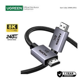 UGREEN Certified 8K HDMI 2.1 Male to Male Braided Cable, up to 244HZ, Designed for Game Lovers - HD171 25908 25911 35376