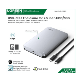 UGREEN Enclosure Usb-C 3.1 For 2.5 Inch Hdd/Ssd 70499