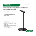 UGREEN Microphone Desktop Usb Smart Noise-Cancelling Function, For Pc Devices And Mobile Phones