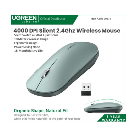 UGREEN Silent Wireless Mouse, 4000DPI, Accurate Control, Extra Slim, Organic Shape, Natural Fit - MU001 90372 90373 90374