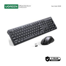 UGREEN PRO 2.4Ghz Wireless Combo, Silent Eng/Arabic Keyboard & Mouse, Comfortable Design, Premium Material - MK006 45248