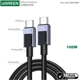 UGREEN USB-C to USB-C 100W Braided Cable & Aluminum Body, Available in 2M US316 90120