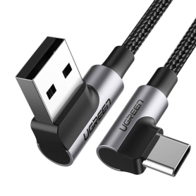 UGREEN USB-A to Angled USB-C Braided Cable & Aluminum Body, Fast Charge, 2M - US284 50942