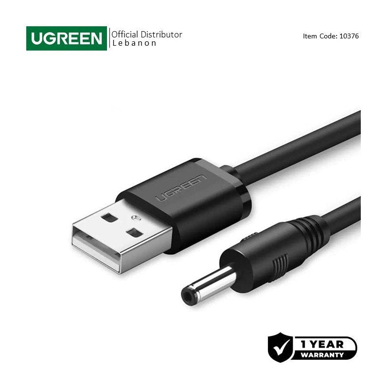 UGREEN USB 2.0 to DC 3.5mm charging cable 1M, support up to 60W - US277 1037