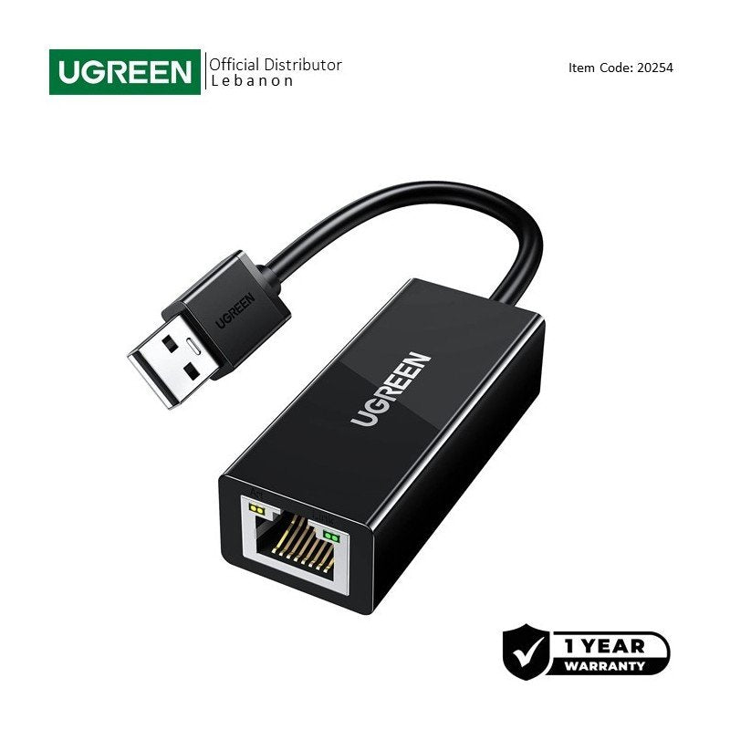 UGREEN USB-A to Ethernet Adapter - RJ45 LAN 10/100 Mbps - CR110 2025