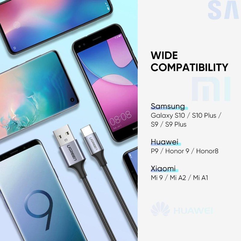 UGREEN USB-A to USB-C Braided Cable & Aluminum Body, Fast Charge, Available in 1M, 1.5M, 3M - US288 60126 60127 6040
