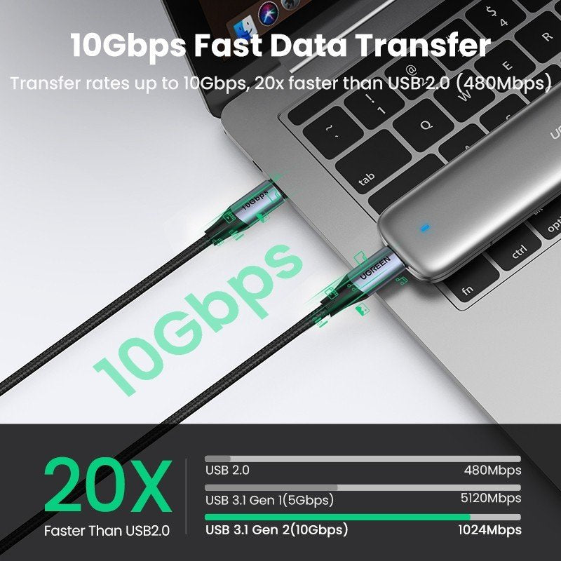 UGREEN USB-C 3.1 GEN2 Male to Male Cable support 4K@60Hz, 10Gbps, 240W, 1M - US355 8015