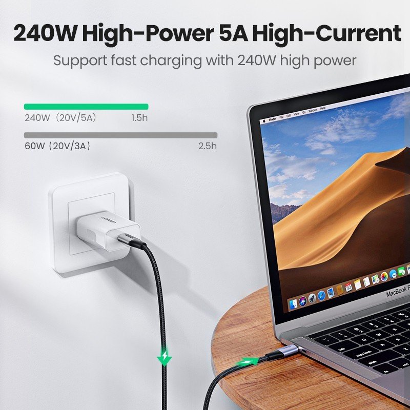UGREEN USB-C 3.1 GEN2 Male to Male Cable support 4K@60Hz, 10Gbps, 240W, 1M - US355 8015