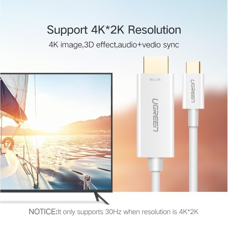 UGREEN USB-C Male to HDMI Male Cable 1.5m, Support 4K@30Hz - MM121 3084