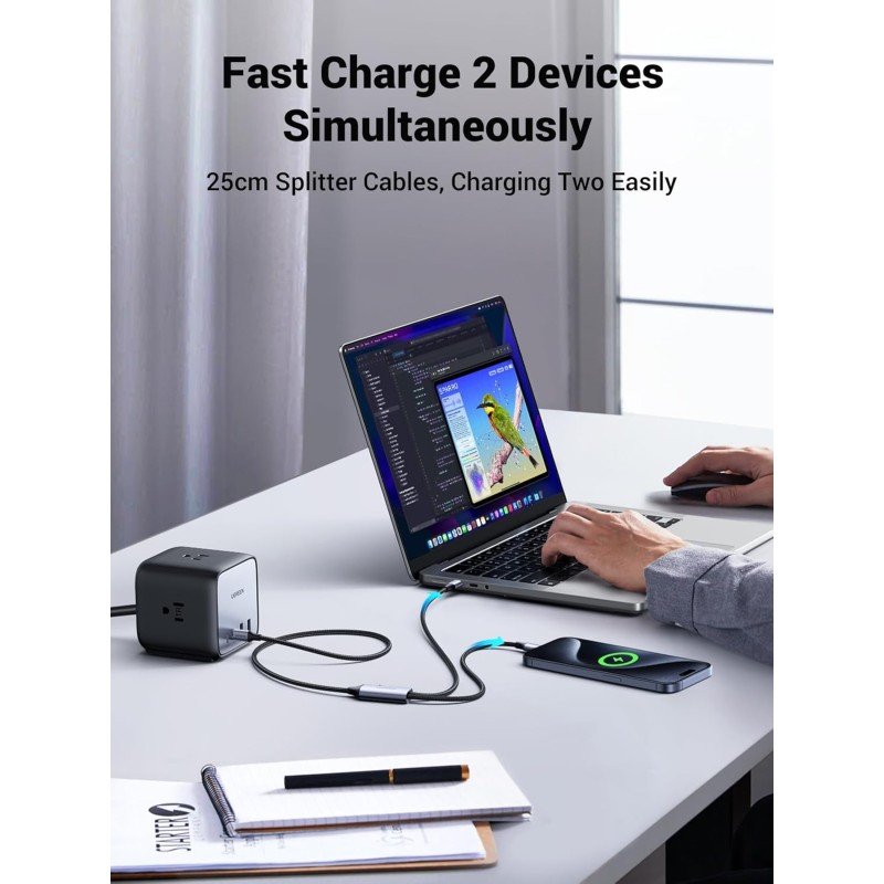 UGREEN USB-C to 2 * USB-C 100W Braided Cable & Aluminum Body - US561 3508