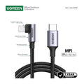 UGREEN USB-C to Angled Lightning Braided Cable & Aluminum Body, MFI Apple Certified, Fast Charging, 2M - US305 6076