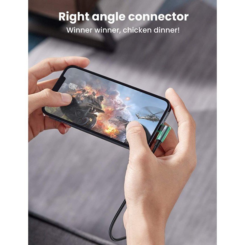 UGREEN USB-C to Angled Lightning Braided Cable & Aluminum Body, MFI Apple Certified, Fast Charging, 2M - US305 6076