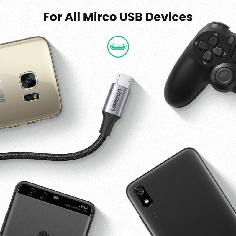 UGREEN USB-A to Micro USB Braided Cable & Aluminum Body, Fast Charge, 1.5M - US290 6014