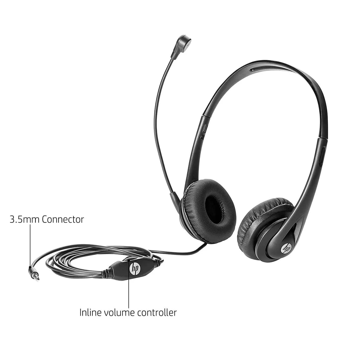 HP Wired Mic Headset T1A66AA, with Microphone for PC (3.5mm Stereo Connector)