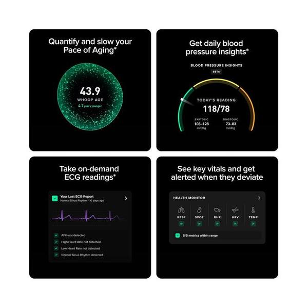 WHOOP Peak – 12-Month Membership – 5.0 Health and Fitness Wearable – 24/7 Activity and Sleep Tracker with Heart Rate, HRV, Stress Monitor, Personalized Coaching, Healthspan – 14+ Days Battery Life